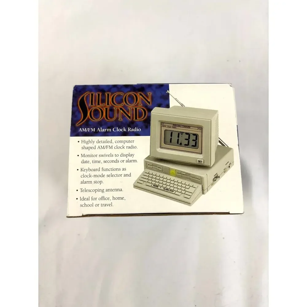 Vtg‎ Silicon Sound Computer Alarm Clock Radio AM FM Retro Desktop Model 888-0737